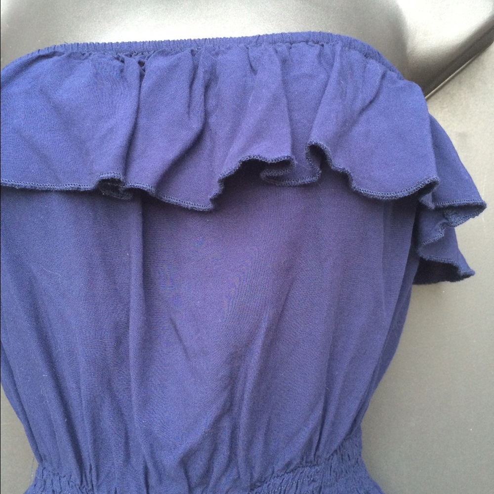 Navy Blue Ruffle Romper - Picture 3 of 4